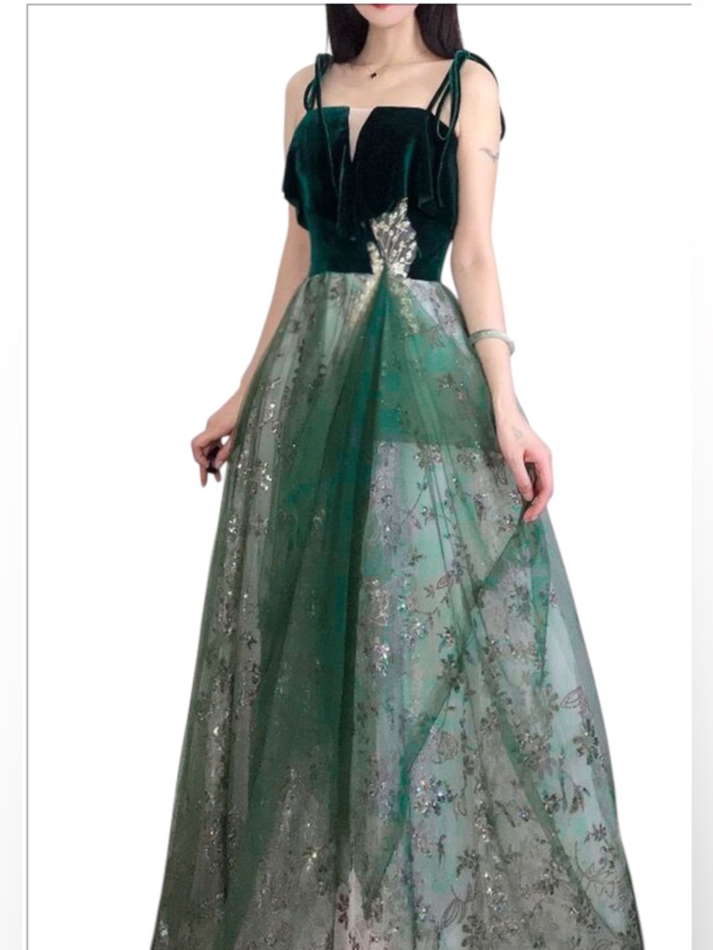 Velvet glitter tulle down fairycore L 14